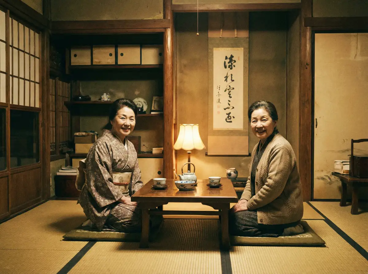 两位优雅的 《海贼王同人》海贼王同人官方平台::热门海贼王同人影院资源站 在日式茶室中品茶交谈